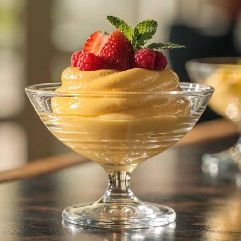 Authentic Italian Sabayon Cream served with fresh berries